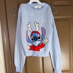 H&M Light Blue Sweater with Festive Character